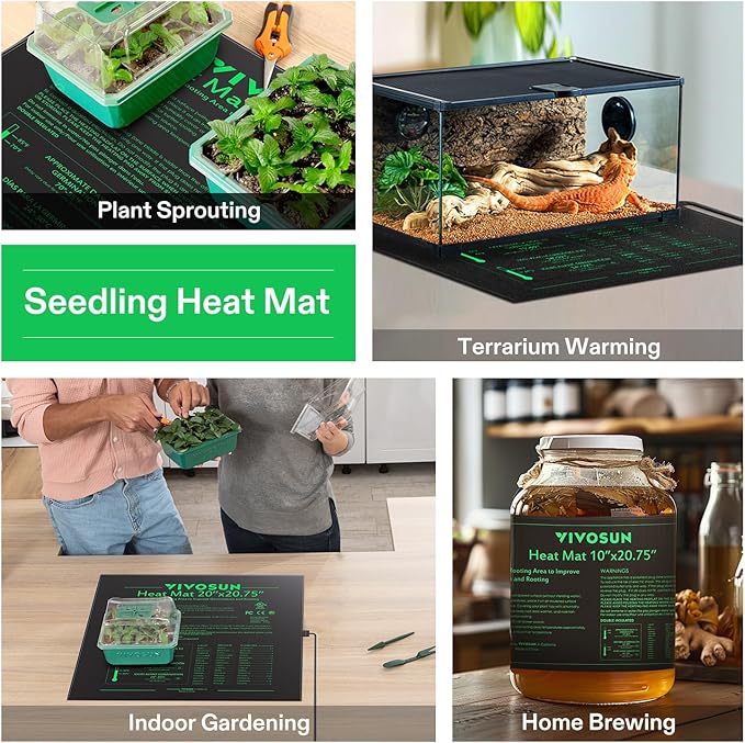 VIVOSUN 20" x 20.75" Seedling Heat Mat and Digital Thermostat Combo Set, UL & MET-Certified Warm Hydroponic Heating Pad for Germination, Indoor Gardening, Greenhouse