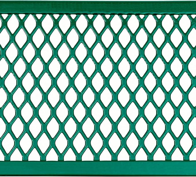 Global Industrial 6’L Rectangular Picnic Table, Expanded Metal, Green Thermoplastic Coating, Attached Benches, 1-1/2” Umbrella Pole Hole, Outdoor-Rated, 1000 lb Capacity, 72” x 30” Tabletop