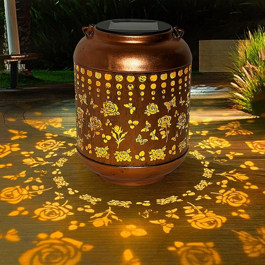 Solar Lanterns Outdoor, Waterproof Hanging Solar Lantern Garden Decor, Solar Lights for Backyard Porch Patio Table Yard Balcony Lawn Pathway, Rose Gifts for Women Grandma Mom