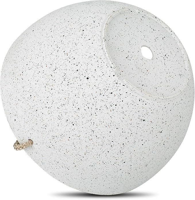 LA JOLIE MUSE 2 Tier Hanging Planters for Indoor & Outdoor Plants - Modern Flower Pots with Rope, Garden Planters with Drain Holes, Speckled White