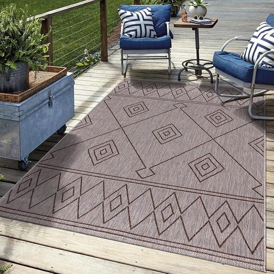 Keen Home Design Terrace Outdoor Area Rug - 8x10 Washable Indoor/Outdoor Rug for Patio, Kitchen, Balcony, Beach, Garden, Deck and Porch, Size: 7'7"x10'