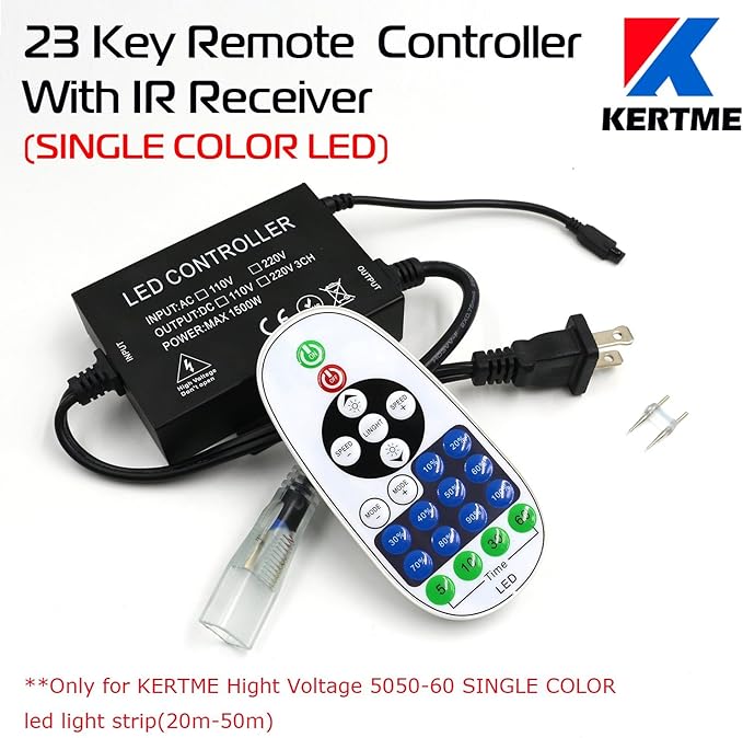 5050-60 Type AC 110-120V LED Strip Lights, Flexible/Waterproof/Dimmable/Multi-Modes LED Rope Light + 23 Keys Remote for Home/Garden/Building Decoration (164ft/50m, Natural White 4000K)