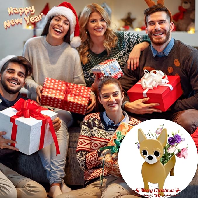 Chihuahua Dog Planter Plant Pots,Cute Garden Dog Flower Planter,Large Dog Planters Birthday Gifts for Women,Office,Indoor/Outdoor Decor（9.84 * 7.48 * 17in）