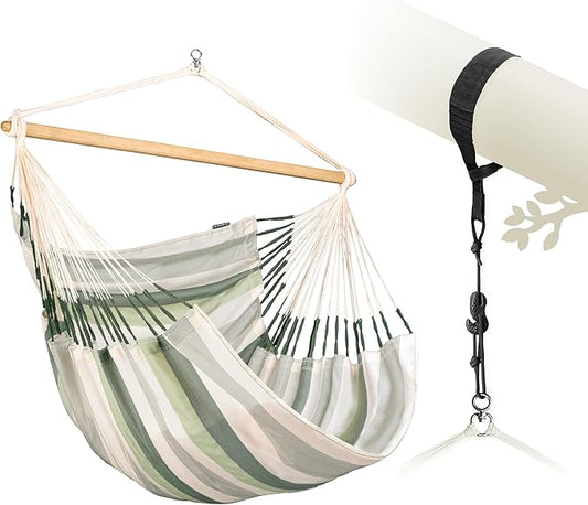 LA SIESTA® XL King Domingo Hammock Chair Swing & Tree Mount Kit - Suspension Kit for Trees Beams Posts - Weatherproof, Outdoor Indoor Hammock Swing - Hanging Chair for Bedroom Patio - Cedar