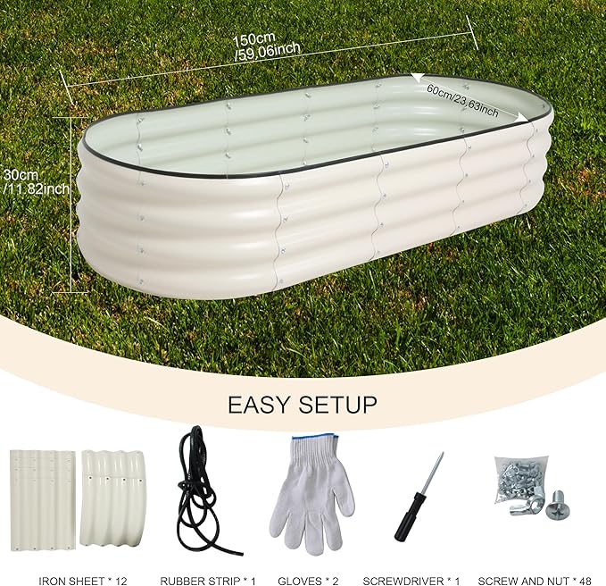 Galvanized Raised Garden Bed Kit Outdoor Metal Garden Planter Box for Backyard Gardening, Planting Vegetables, and Patio (59"x23.6"x11.8")