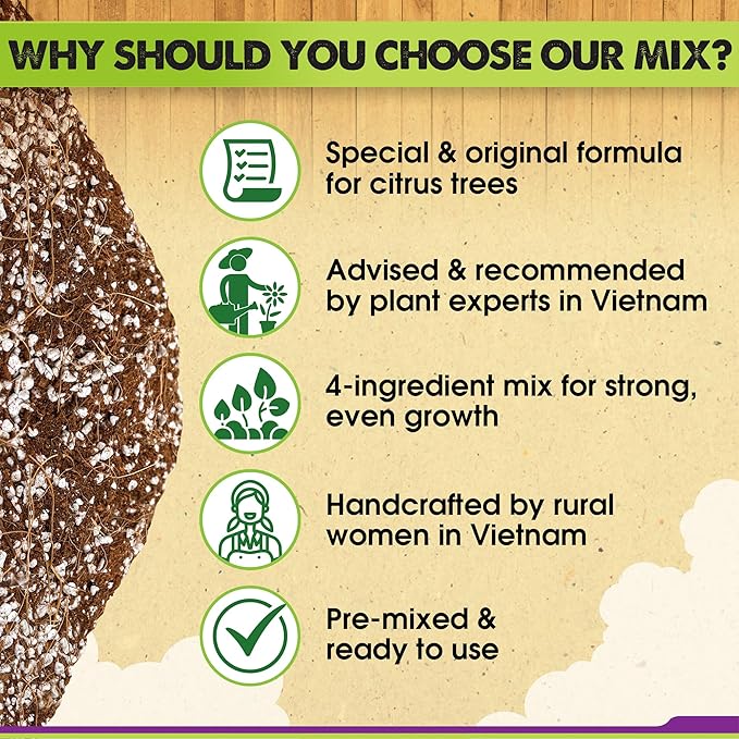 DUSPRO Recycle Citrus Tree Potting Soil Mix for Potted Lemon Tree, Specialized for Oranges, Fruit Tree Indoor Planting Pre-Mixed 4-in-1 Ready to Use (10 Quarts)