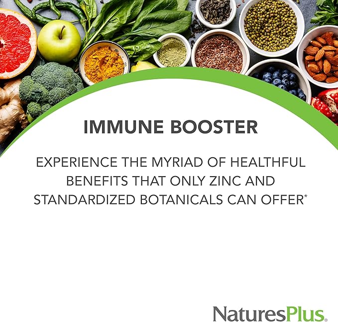 Natures Plus Herbal Actives ImmunActin Zinc Lozenges 10 mg 60 Vegan 60 Servings