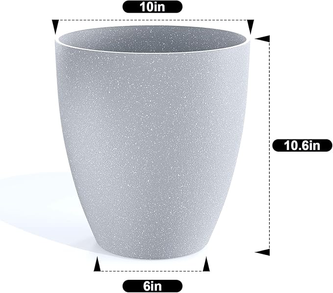 QCQHDU Plant Pots Set of 2 Pack,10 Inch Plant Pot for Indoor and Outdoor Plants with Drainage Hole,Flower Pots Modern Decorative Planter for Garden Plants (Sandy)