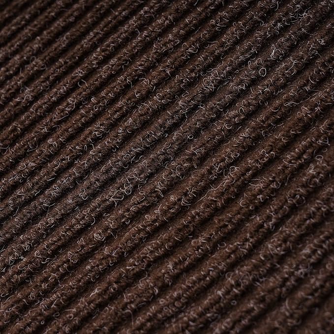 Low Profile Rubber Door Mat, 60x35inch, Heavy Duty, Entrance Doormat, Indoor and Outdoor, Waterproof, Easy Clean Shoe Scraper, Home Rug Welcome Mats for Entryway, Patio, Porch, Brown