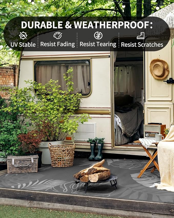 COCOER Tropical Outdoor Rug 8x10 Reversible-Waterproof Patio Rug-Quick Dry Outdoor Carpet-Outdoor Area Rugs Indoor Outdoor Rugs-Outside Rug Patio Decor for Porch Deck Balcony Backyard