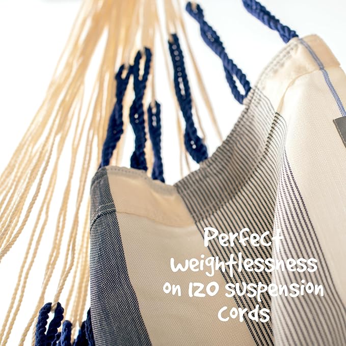 LA SIESTA® - XL King Domingo Hammock Swing Chair - Weather & Tear Resistant Hanging Hammock Chair - Indoor Outdoor Hammock Chair Swing - Hanging Chair for Patio Porch Bedroom - Max 355 Lbs, Sea Salt