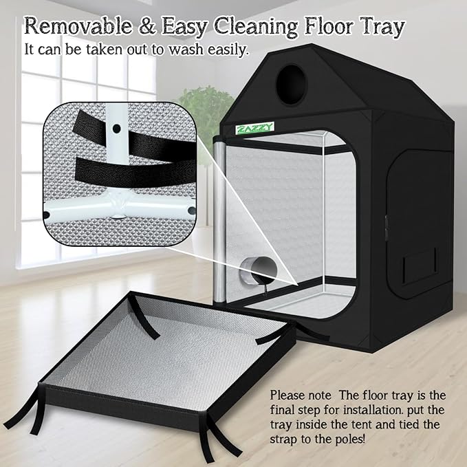 zazzy Grow Tent 48"x48"x72" Roof Cube Plant Grow Tents with Observation Window and Removable Floor Tray for Indoor Plant Growing Seedling 4x4