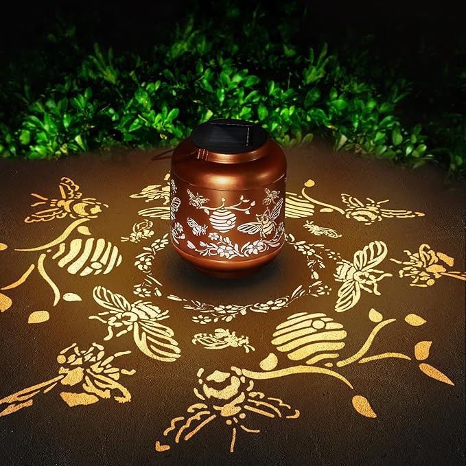 Gifts for Mothers Day Women Mom Grandma Solar Lantern Outdoor Waterproof Bee Garden Decor Hanging Solar Lights Yard Decorations Outdoor, Birthday Gifts for Mom, Backyard, Patio, Porch