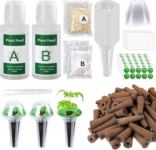 349pcs Hydroponic Pods for Aerogarden - Seed Starter Grow Sponges Sprout kit for Grow Anything with Plant Food, Growing Sponge, Plant Basket, Compatible with Most Indoor System