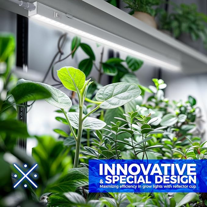 Barrina T5 Pro LED Grow Lights with Reflector Cup for Indoor Plants, 2FT 10W Full Spectrum LED Grow Light Strip, Individual Switch, Linkable, 5000K, 1 Pack