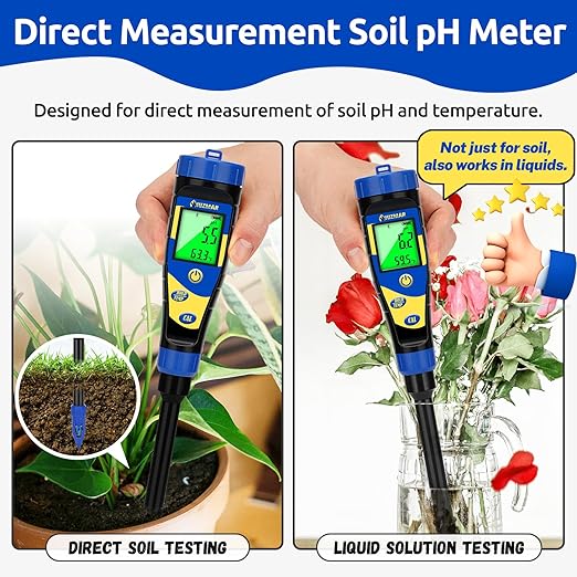 Smart Soil pH Meter for Garden Lawn Digital Soil pH Test Kit for Indoor Plants Soil pH Tester for Grass, Greenhouse, Outdoor, Farming, Yard Plants Measuring Soil pH for House Plant