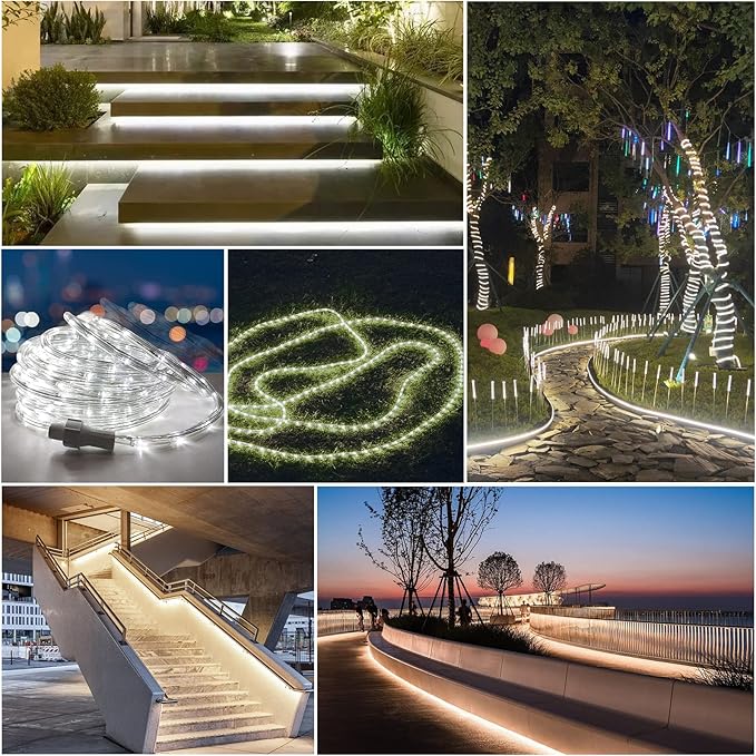 50Ft 375 LED Color Changing Rope Lights Outdoor with Plug & Remote Waterproof 21 Colors String for Bedroom Party Wedding Patio Garden Holiday Decoration