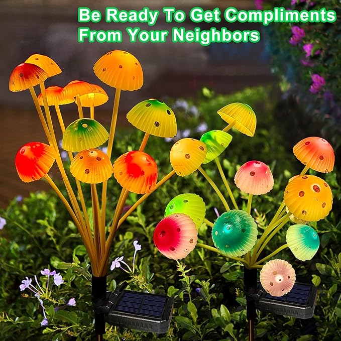 Kohlrabi Solar Garden Lights, 6 Pack Solar Mushroom Lights Outdoor, Upgraded 72LED Mushroom Flower Light Yard Decor Outside Waterproof, Garden Decor for Lawn Front Porch Patio Backyard