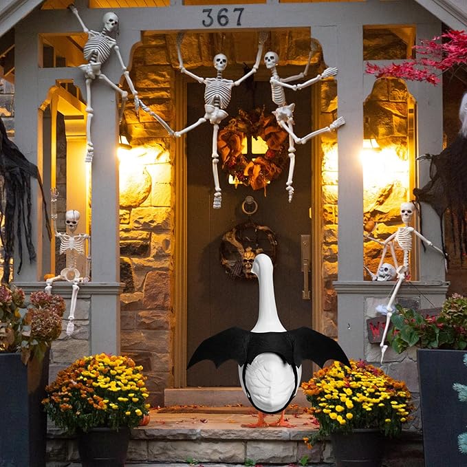 Halloween Goose Outfit Lawn Porch Goose Outfit Spider Bat Costume Plastic Goose Clothing for 23" Goose Halloween Outdoor Patio Yard Lawn Art Decoration(Bat)