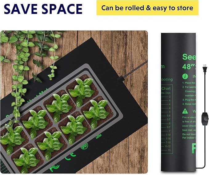 iPower 48" x 20.75" Seeding Heat Mat with Thermostat Temperature Adjustable Knob, 2 Pack Durable Warm Hydroponic Plant Germination Starting Pad