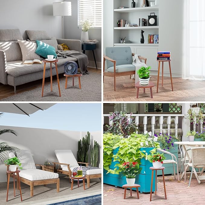 Plant Stand Indoor Tall,2 Tier Convertible Wooden Flower Stand,Planter Stand,Multi-purpose Plant Shelf Indoor for Living Room Balcony Garden Patio Office,Walnut