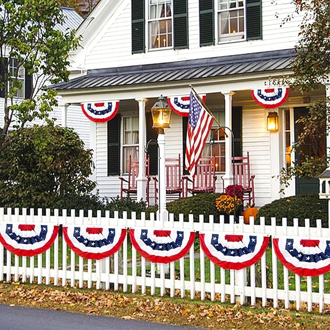 2x4 Ft American Bunting Flags Outdoor, USA Pleated Fan Flag for Outside, 4th of July Decorations Memorial Day Patriotic Flags Bunting Outdoor Indoor Decor (Set of 2)