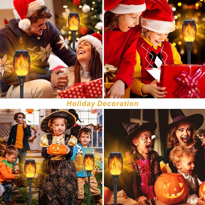 Solar Lights Outdoor, 6Pack Solar Torch Light with Flickering Flame for Garden Decor, Waterproof Outdoor Lighting Landscape, LED Flame Torches for Outside Patio Pathway Yard Decorations