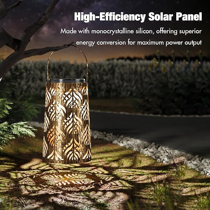 Outdoor Solar Lanterns, Garden Decor, Yard Decorations Outdoor , Gifts for Women Mom Grandma, Waterproof Hanging Lanterns, Decoration for Yard Patio Path Porch