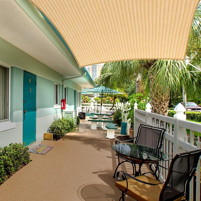 Eden's Decor Straight Flat-Edged Sun Shade Sail Rectangular 5' x 18' Beige UV-Blocking Outdoor Canopy Fabric Cloth Awning for Pergola Patio Garden Backyard Custom Size