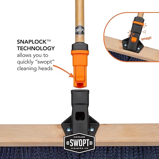 SWOPT 24” Premium Multi-Surface Push Broom Head — Cleaning Head Interchangeable with All SWOPT Cleaning Products for More Efficient Cleaning and Storage — Indoor and Outdoor Push Broom