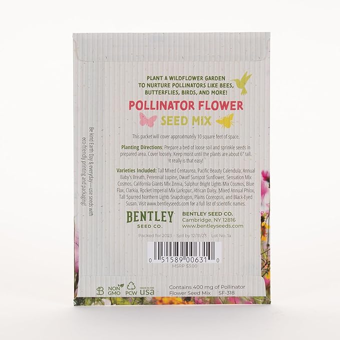 Bentley Make Everyday Earth Day 2025, Pollinator Flower Mix Seeds, All Favor Seed Packets, 25 Count