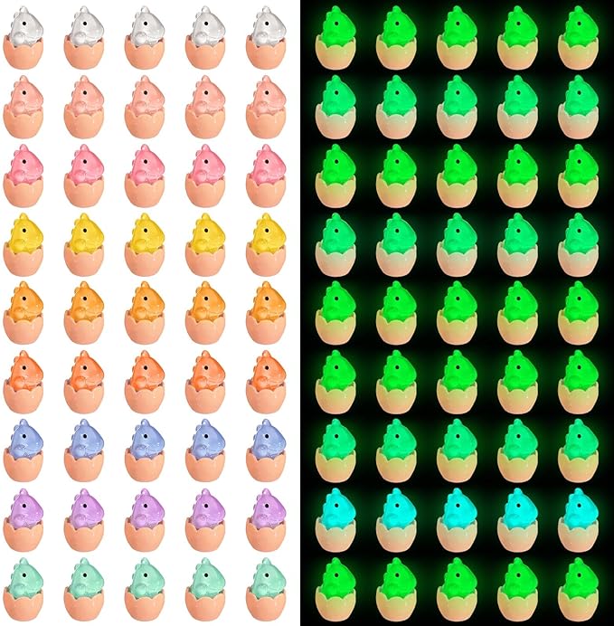 Libima 50 Pcs Mini Resin Luminous Dinosaur Figures Glow in The Dark Dinosaur Miniatures Resin Tiny Animal Figurines for Fairy Landscape Garden Aquarium Dollhouse Decor(Dinosaur)