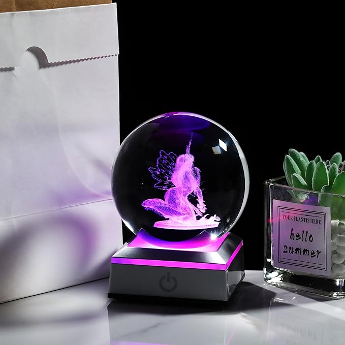 Qianwei 3D Crystal Fairy Decor - Guardian Angel Statue, Sympathy & Birthday Gifts, Christian Keepsake & Paperweight