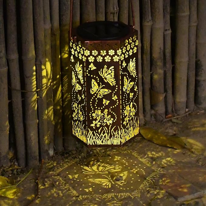 Outdoor Lanterns Butterfly Gift for Women/Mom/Grandma/Sister, Solar Lanterns Outdoor Waterproof Butterfly, Garden Decor,Christmas, Mother's Day, Thanksgiving Gifts, Solar Decoration for Yard, Patio