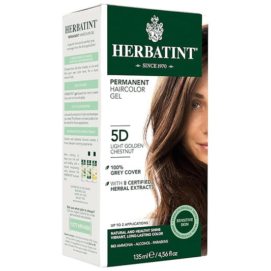 Herbatint Permanent Haircolor Gel, 5D Light 100% Grey 4.56 oz
