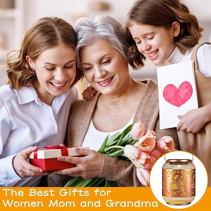 Solar Lanterns Outdoor Waterproof Christmas Birthdays Gifts for Women Mom Grandma Butterfly Garden Decor Metal Hanging Solar LED Lights for Patio(Red Bird-2P)