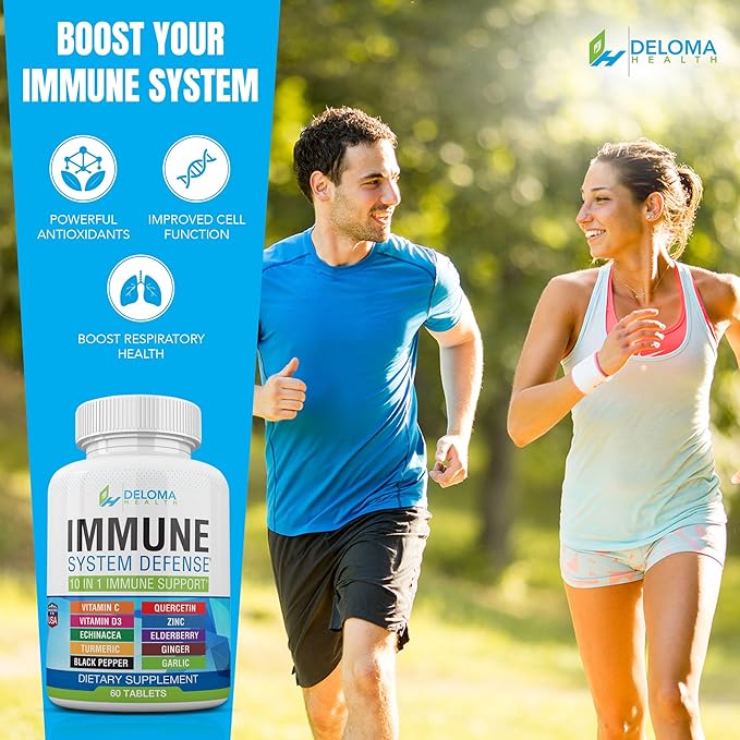 10 in 1 Immune System Support Supplement (1000 mg), D3 (5000iu), (5000iu), Zinc (40 mg),