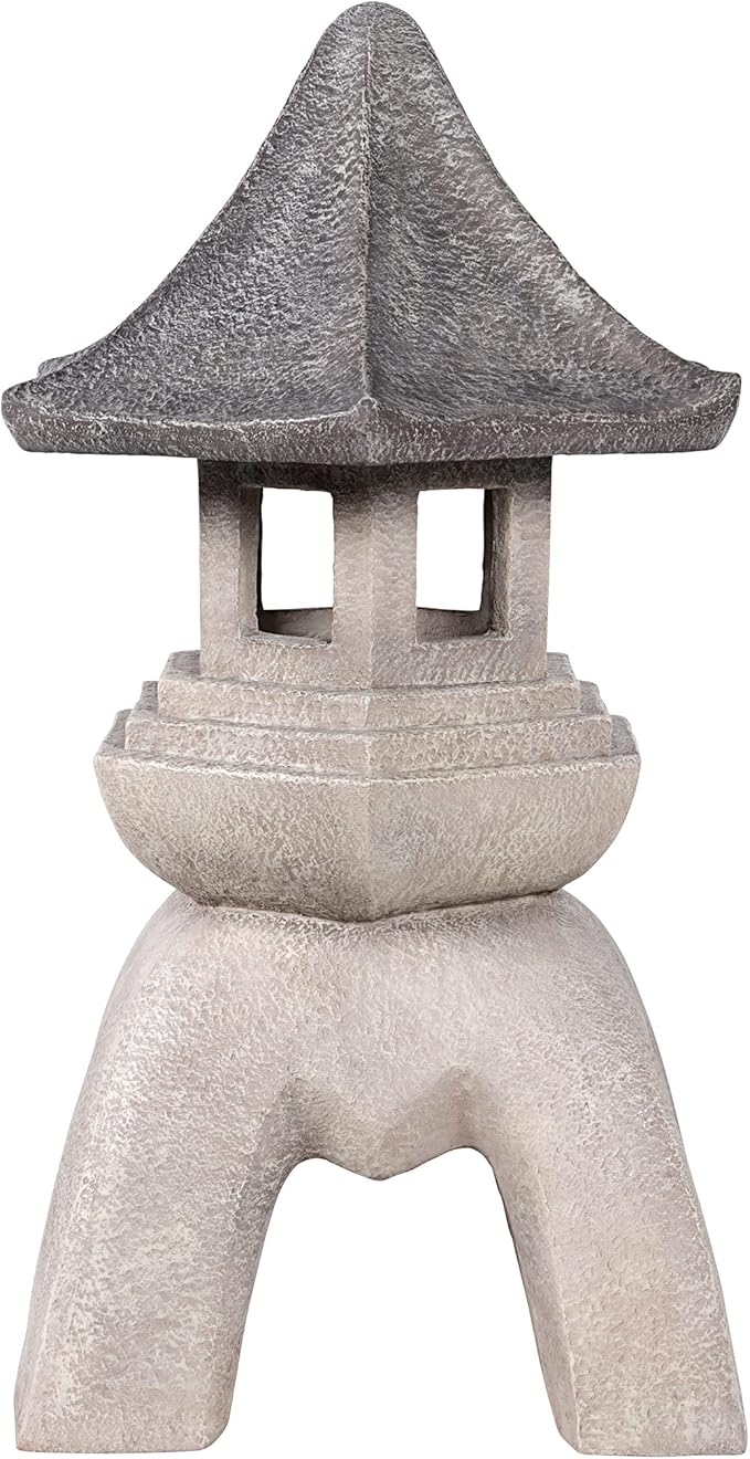 Design Toscano Asian Decor Pagoda Lantern Indoor/Outdoor Statue, Giant, Fiberglass Cast Stone Resin, Two Tone Stone Finish