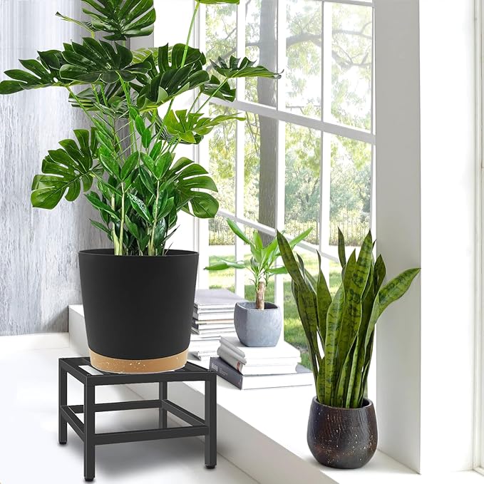 Plant Stand Indoor Outdoor, 3 Pcs Heavy Duty Plant Stands Metal Pedestal Stand for Indoor Outdoor, Wrought Iron Flower Stand Display Planter Shelf for Garden Deck Living Room