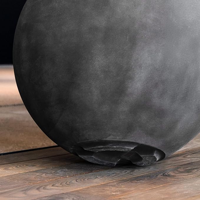 Orbo Globe Sphere Planter – Grey Stone Finish – Fiberglass Indoor/Outdoor and Weather-Resistant Round Planter (23.6" D x 21.1" H Exterior, 23.2" D x 20.5" H Interior)