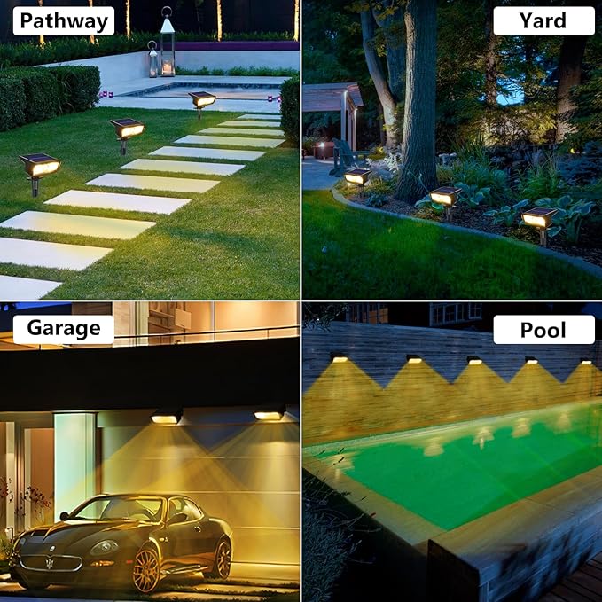 Toodour Solar Spot Light Outdoor, 2 Pack Solar Lights Outdoor with 2 Modes, Waterproof Solar Powered Flood Lights Landscape Lighting for Yard Garden Home Pathway Walkway Outdoor Decor - Warm White