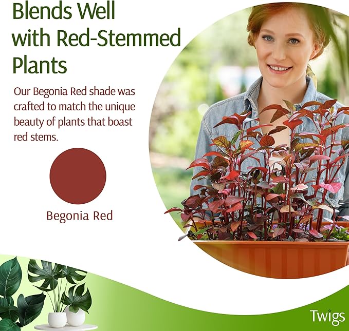 Stackable Plant Support Stakes, Stem Holder Structures for Indoor & Outdoor Use, Garden Accessories for Climbing & Potted Plants, Trellis Alternative - Begonia Red, 3 Pack, 17" L