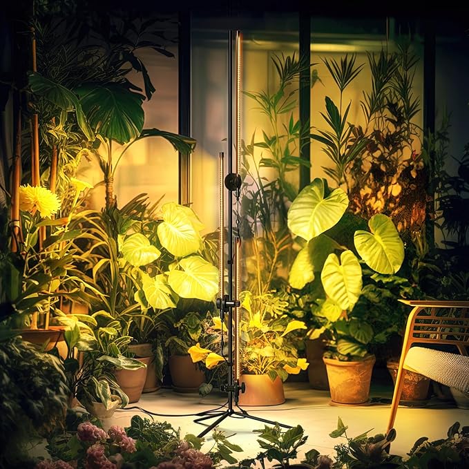 Grow Light with Stand for Indoor Plants, 3 Head 45W 168 LEDs Full Spectrum Adjustable Plant Light, 59'' H Tall Premium Aluminum Tripod Floor Stand for Indoor Gardening and Home Decoration
