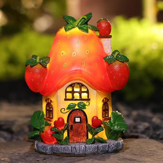Fairy Houses for Outside-Fairy Garden Accessories Outdoor Decor - with Solar Light for Patio Balcony Yard,Lawn Ornament Perfect Garden Gift