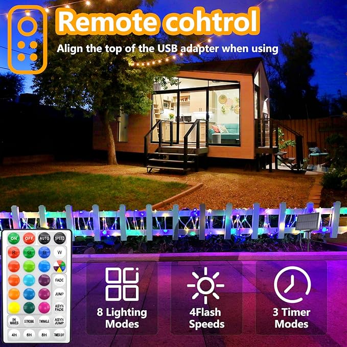 LED Rope Lights Indoor with USB Powered, 66Ft (33Ft X 2 Pack) 200 LED String Lights Outdoor with Remote,16 Color Changing Rope Lights for Outside Garden Party Wedding Christmas