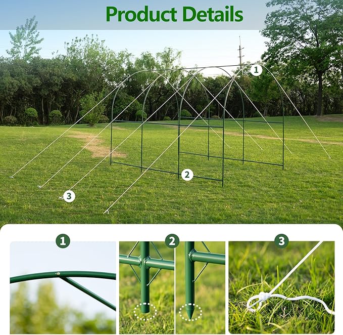 Large Garden Support Arch Frame for Climbing Plants, 9.85 x 7.05 x 7.22 ft Heavy Duty Plant Climbing Arbor Arch, Multi-Purpose Support Frame for Vines, Weddings & Backyard Decoration