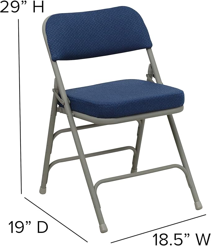 Flash Furniture Hercules Series Metal Folding Chairs with Cushioned Seat, Fabric Upholstered Event Chairs with 300-lb. Static Weight Capacity, Set of 4, Navy