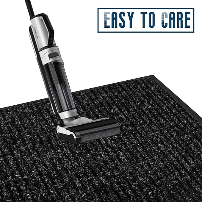 Rubber Door Mat About W3' ×L16' Heavy Duty Large Outdoor Indoor Mat Durable Entrance Doormat Waterproof Rubber Back Rugs for Home Entryway Patio Porch Office Business Areas (Black)