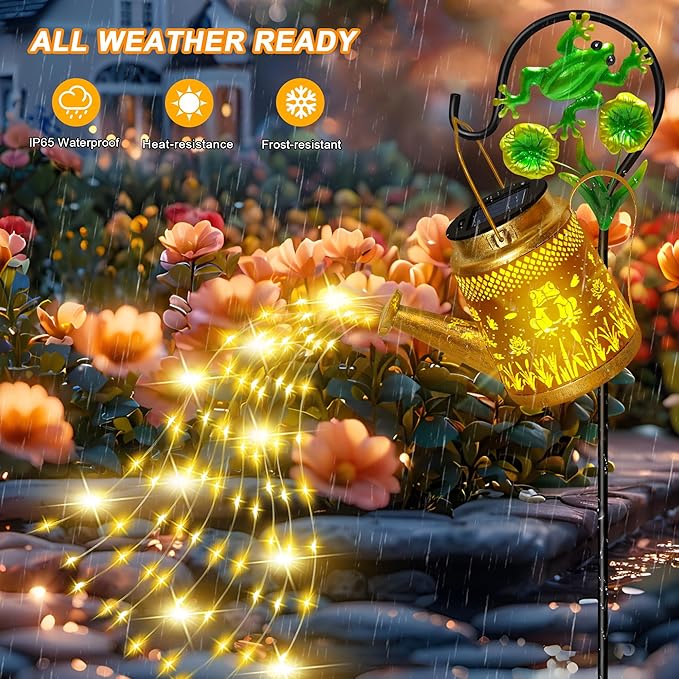 Dragonfly Solar Watering Can Lights, Outdoor Waterproof Garden Lantern with Shepherd Hook, Solar Garden Decor for Yard Outdoor Landscape Pathway Porch Patio, Garden Gift for Women Mom Grandma