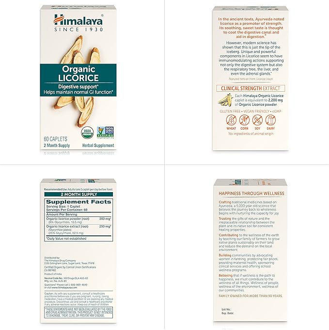 Himalaya Organic Licorice Root Herbal Supplement, 60 Plant-Based